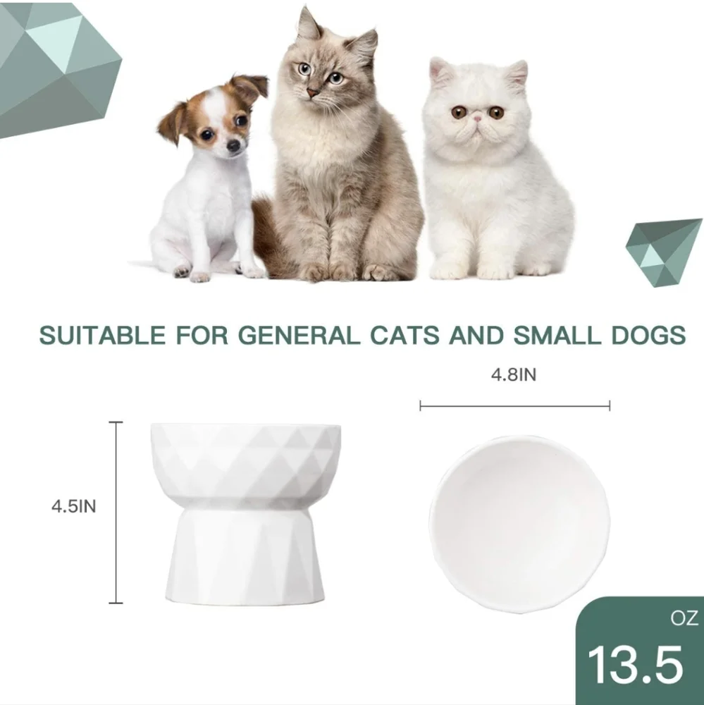 Ceramic Raised Diamond Shaped Cat Bowl - Picture 2 of 5